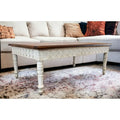 Mesa de centro rectangular tradicional de madera de mango tallada en marrón y marfil