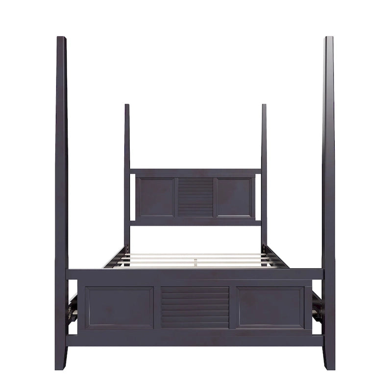 Cama con dosel tamaño Queen de pino macizo con estructura de cama con dosel de 75 de altura