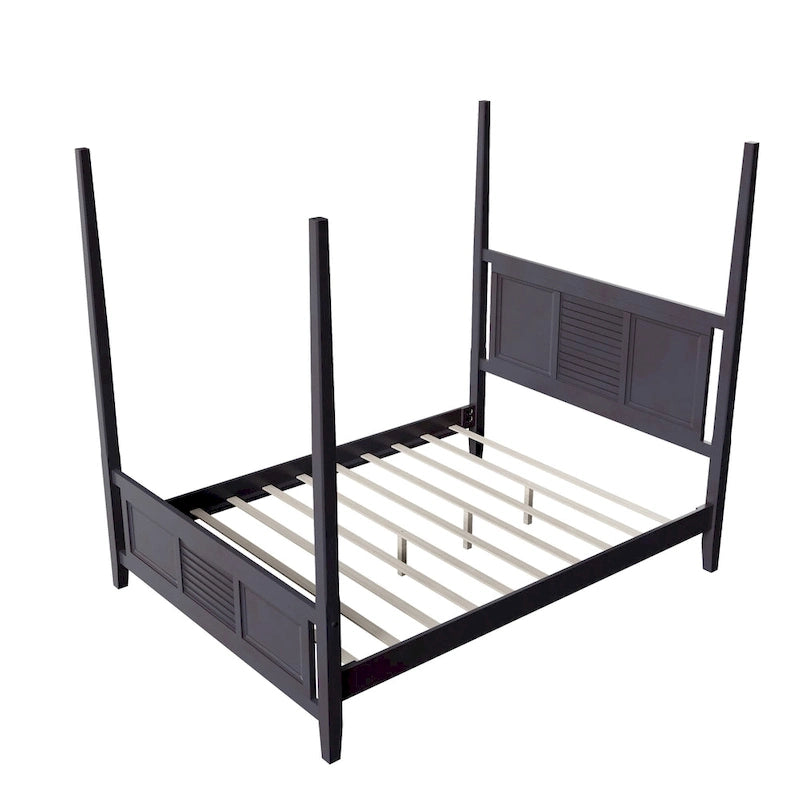 Himmelbett aus massivem Kiefernholz in Queen-Size mit 75 hohem Himmelbettgestell