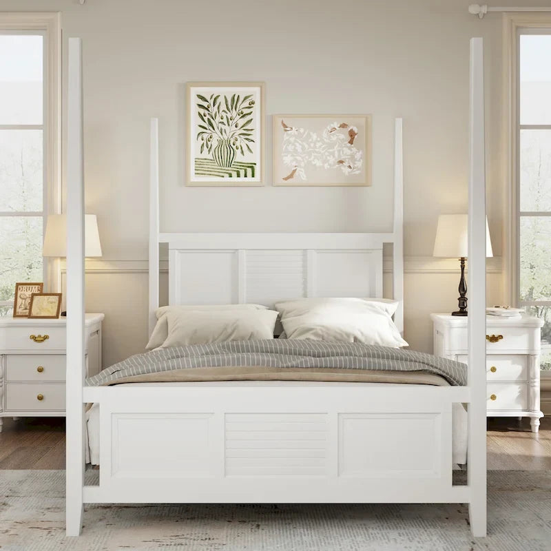 Himmelbett aus massivem Kiefernholz in Queen-Size mit 75 hohem Himmelbettgestell