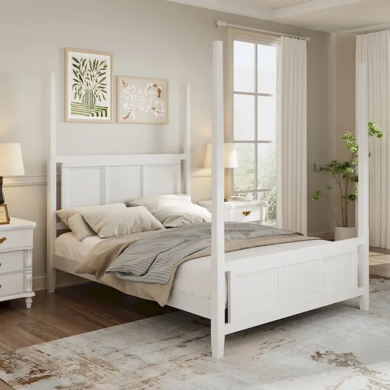 Himmelbett aus massivem Kiefernholz in Queen-Size mit 75 hohem Himmelbettgestell