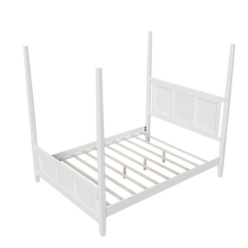 Himmelbett aus massivem Kiefernholz in Queen-Size mit 75 hohem Himmelbettgestell
