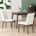 Silla de comedor tapizada moderna de estilo mid-century con costuras acanaladas y patas de madera de nogal