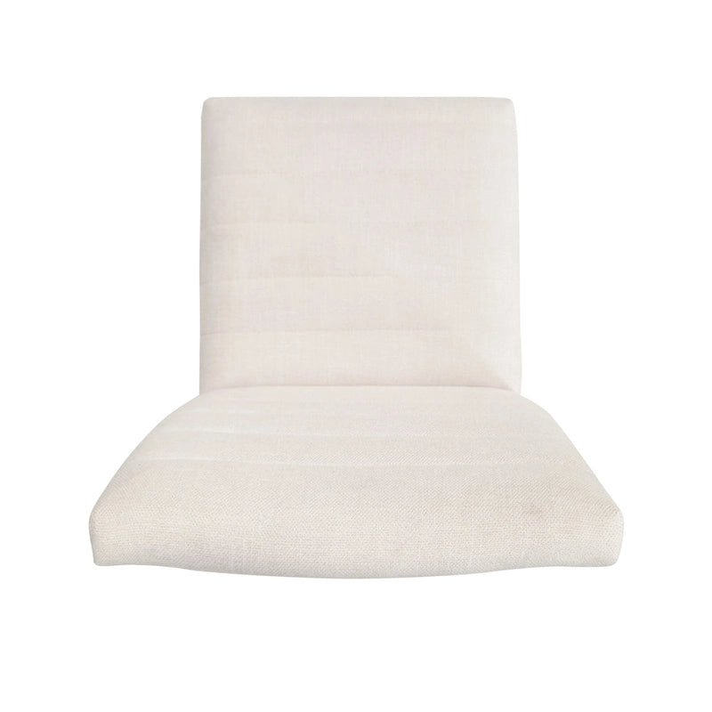 Silla de comedor tapizada moderna de estilo mid-century con costuras acanaladas y patas de madera de nogal