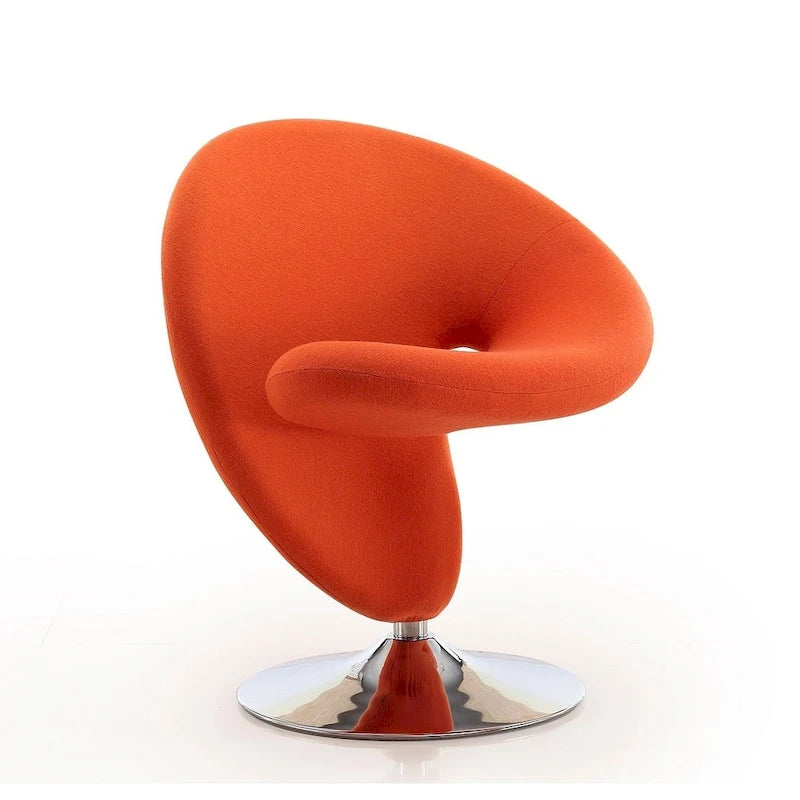 Sillón auxiliar giratorio moderno de mezcla de lana con diseño escultórico y base cromada