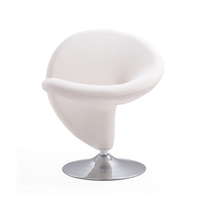 Modern Sculptural Wool Blend Swivel Accent Chair with Chrome Base
