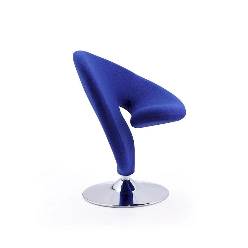 Modern Sculptural Wool Blend Swivel Accent Chair with Chrome Base