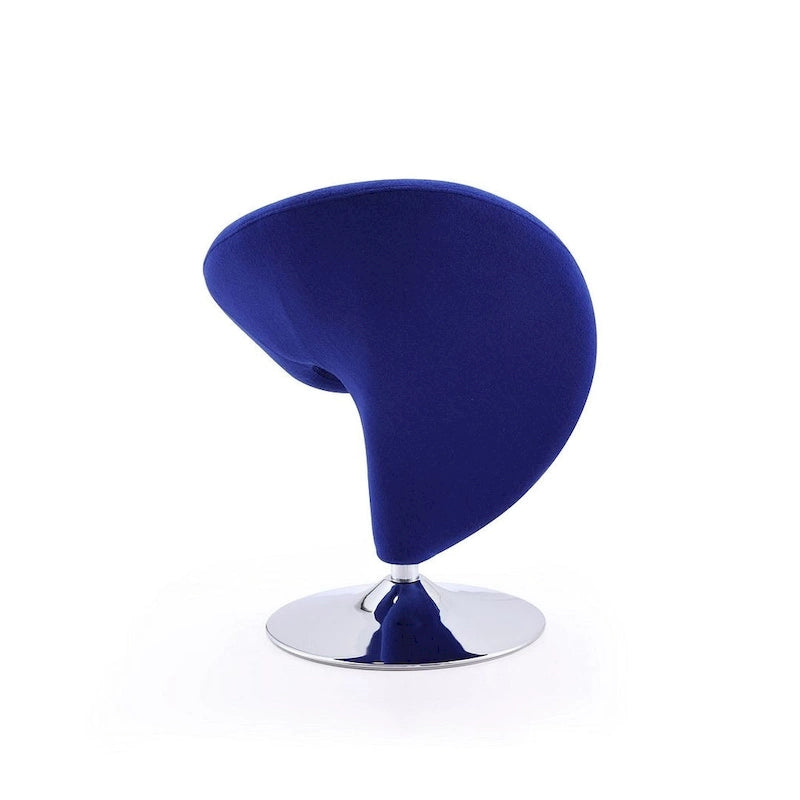 Modern Sculptural Wool Blend Swivel Accent Chair with Chrome Base