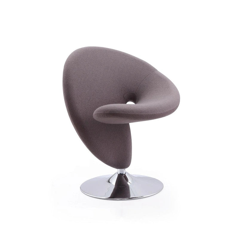 Modern Sculptural Wool Blend Swivel Accent Chair with Chrome Base