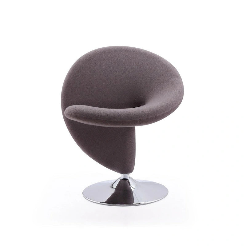Modern Sculptural Wool Blend Swivel Accent Chair with Chrome Base
