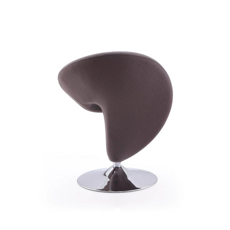 Modern Sculptural Wool Blend Swivel Accent Chair with Chrome Base