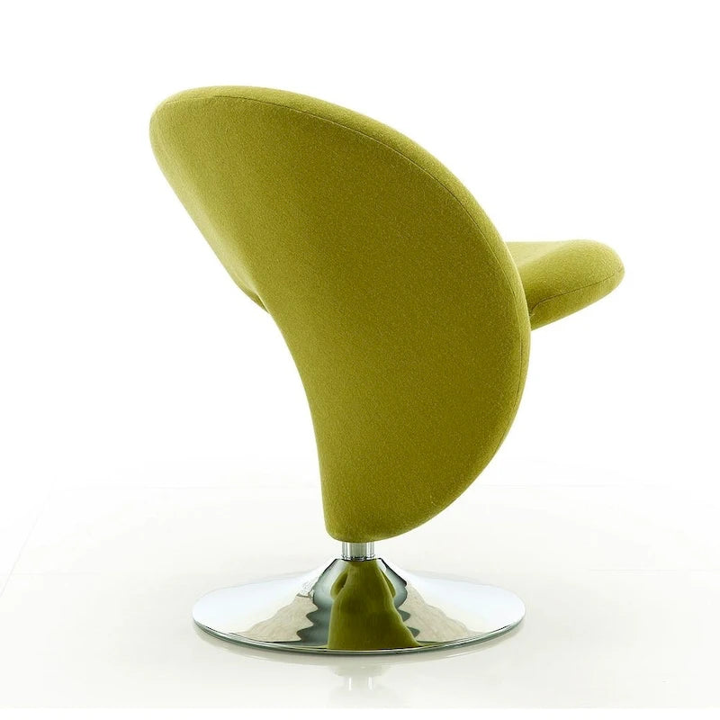 Modern Sculptural Wool Blend Swivel Accent Chair with Chrome Base