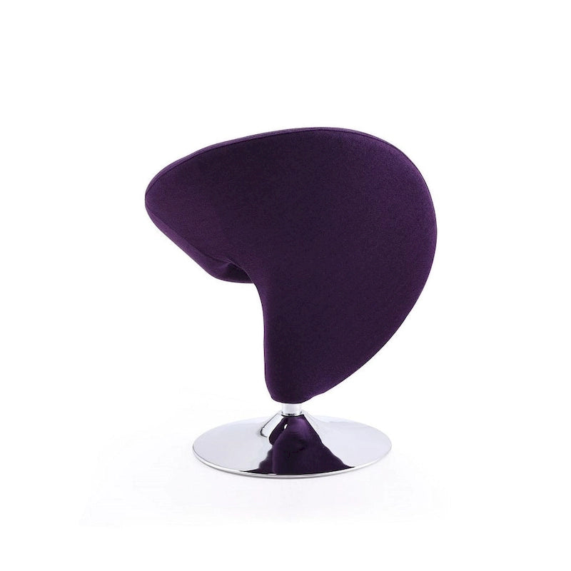 Modern Sculptural Wool Blend Swivel Accent Chair with Chrome Base