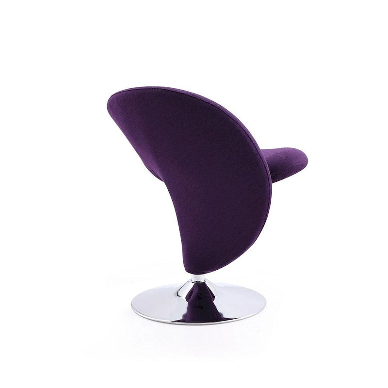 Modern Sculptural Wool Blend Swivel Accent Chair with Chrome Base
