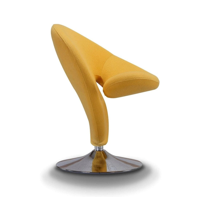 Modern Sculptural Wool Blend Swivel Accent Chair with Chrome Base