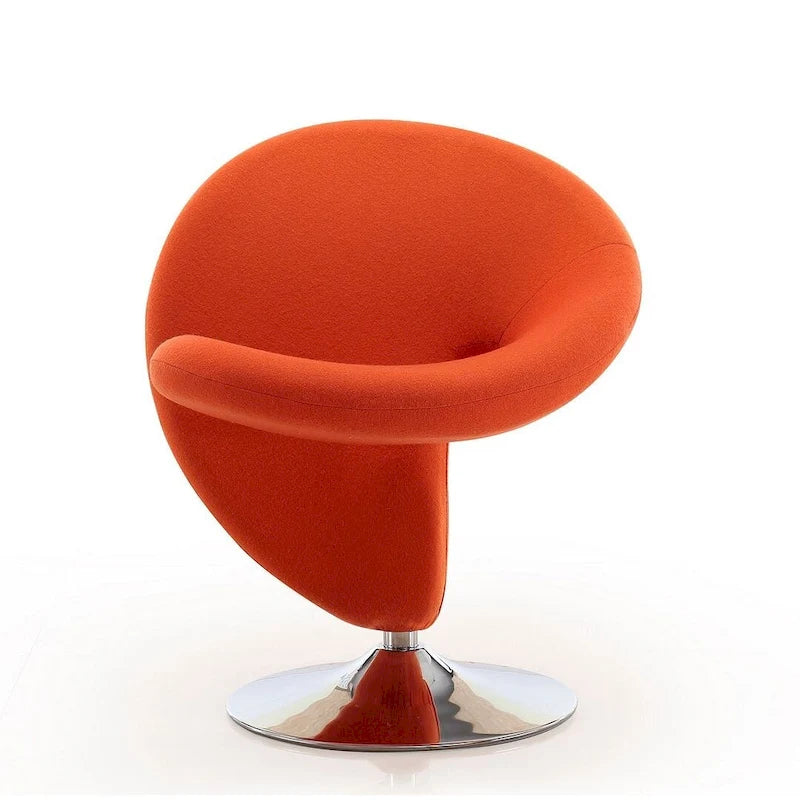 Modern Sculptural Wool Blend Swivel Accent Chair with Chrome Base