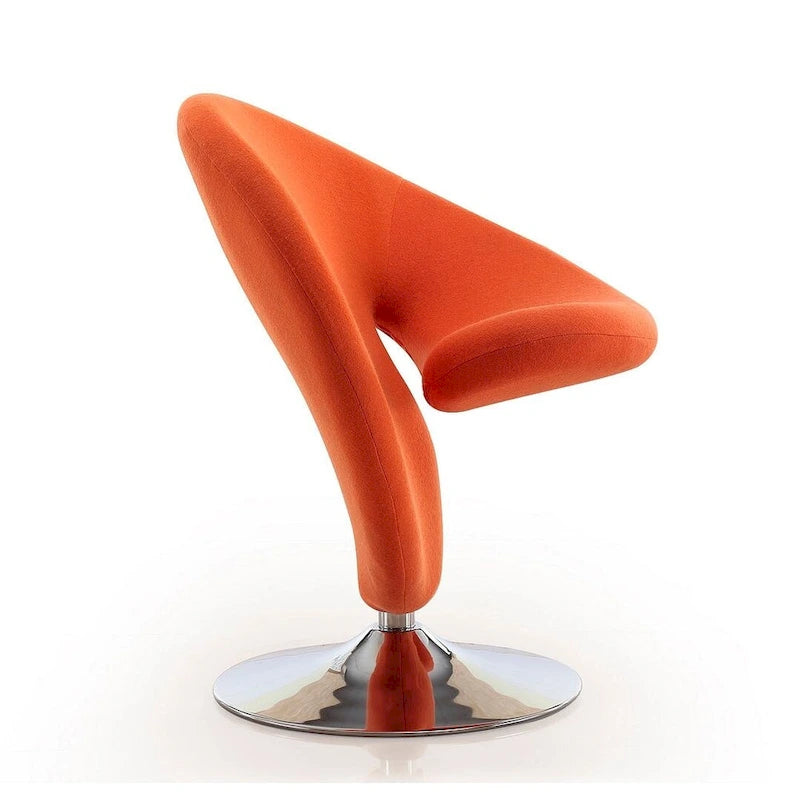 Modern Sculptural Wool Blend Swivel Accent Chair with Chrome Base