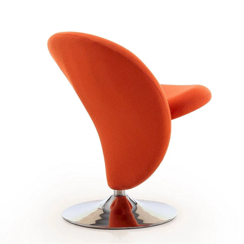 Modern Sculptural Wool Blend Swivel Accent Chair with Chrome Base