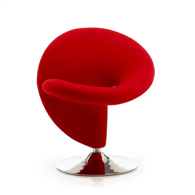 Modern Sculptural Wool Blend Swivel Accent Chair with Chrome Base