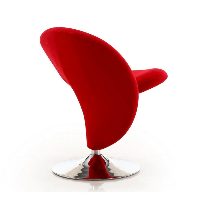 Modern Sculptural Wool Blend Swivel Accent Chair with Chrome Base