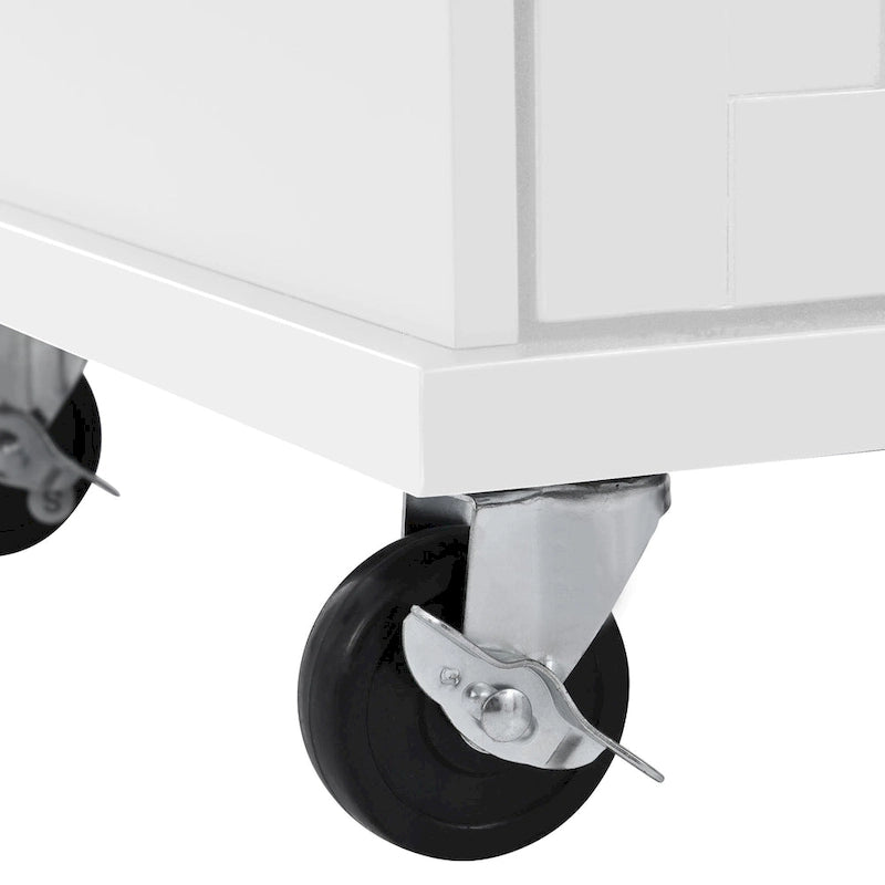 Kitchen Island Cart with Solid Wood Top and Locking Wheels