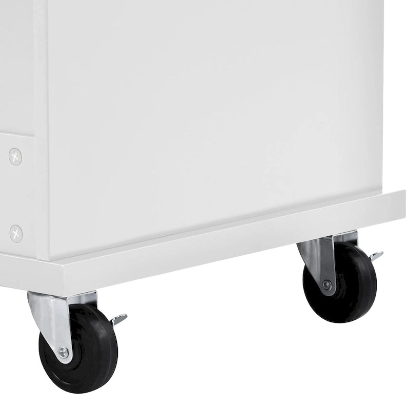 Kitchen Island Cart with Solid Wood Top and Locking Wheels