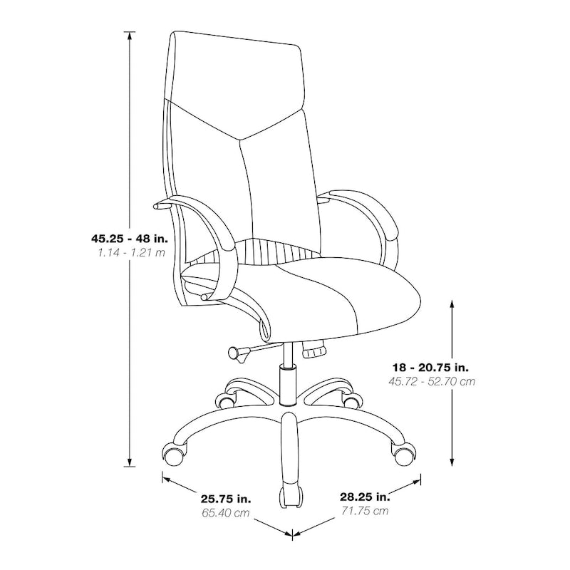 Silla ejecutiva de oficina de cuero negro con respaldo alto y brazos cromados acolchados