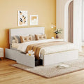 Cama de plataforma tapizada tamaño Full con 4 cajones