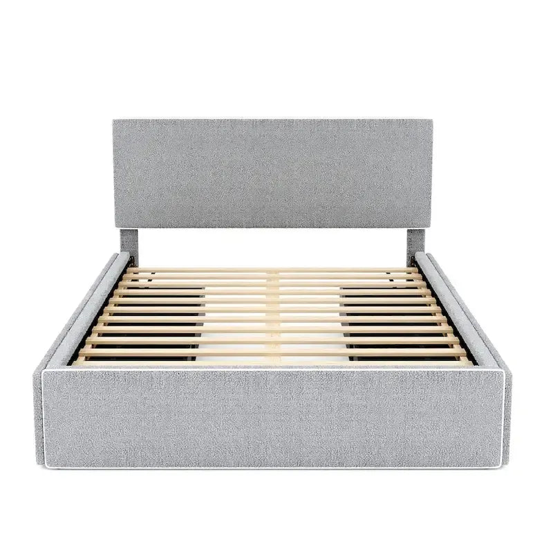 Cama de plataforma tapizada tamaño Full con 4 cajones