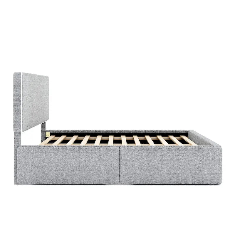 Cama de plataforma tapizada tamaño Full con 4 cajones