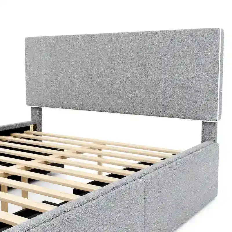 Cama de plataforma tapizada tamaño Full con 4 cajones