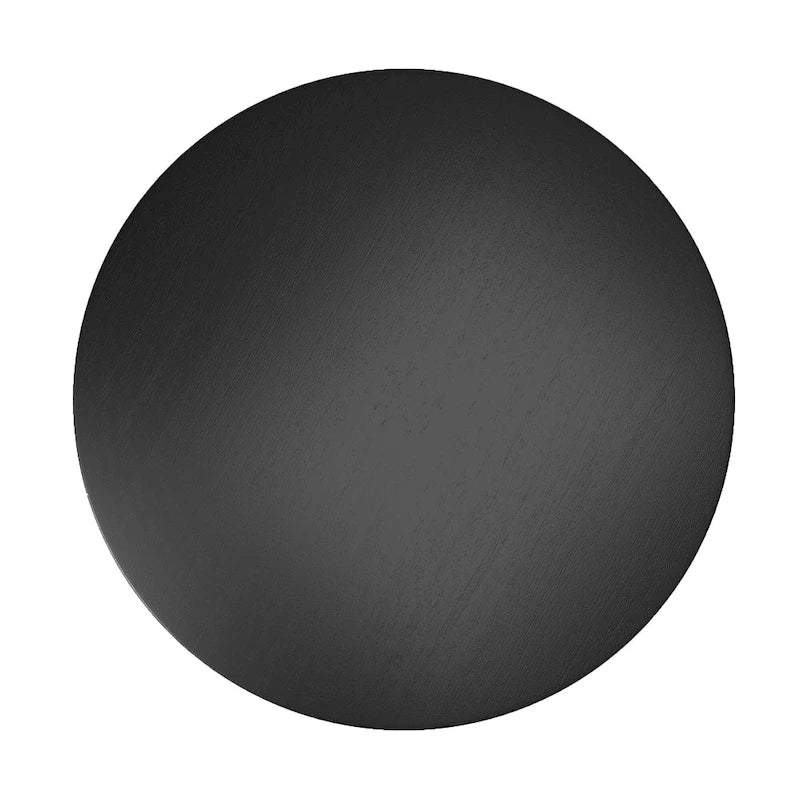 Mesa de comedor redonda clásica negra de caucho con base de pedestal torneada