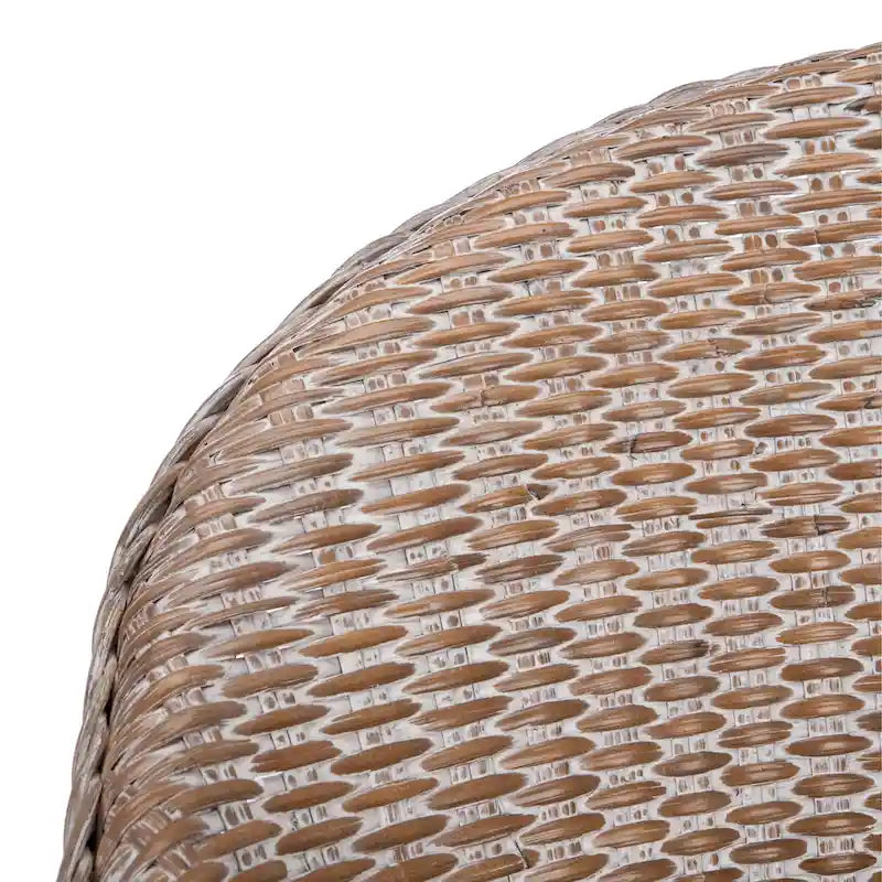 Accentstoel van gevlochten rotan in grijs met wit zitkussen