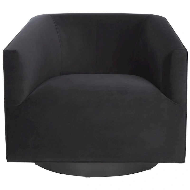 Sillón decorativo giratorio contemporáneo de terciopelo con respaldo y brazos curvos