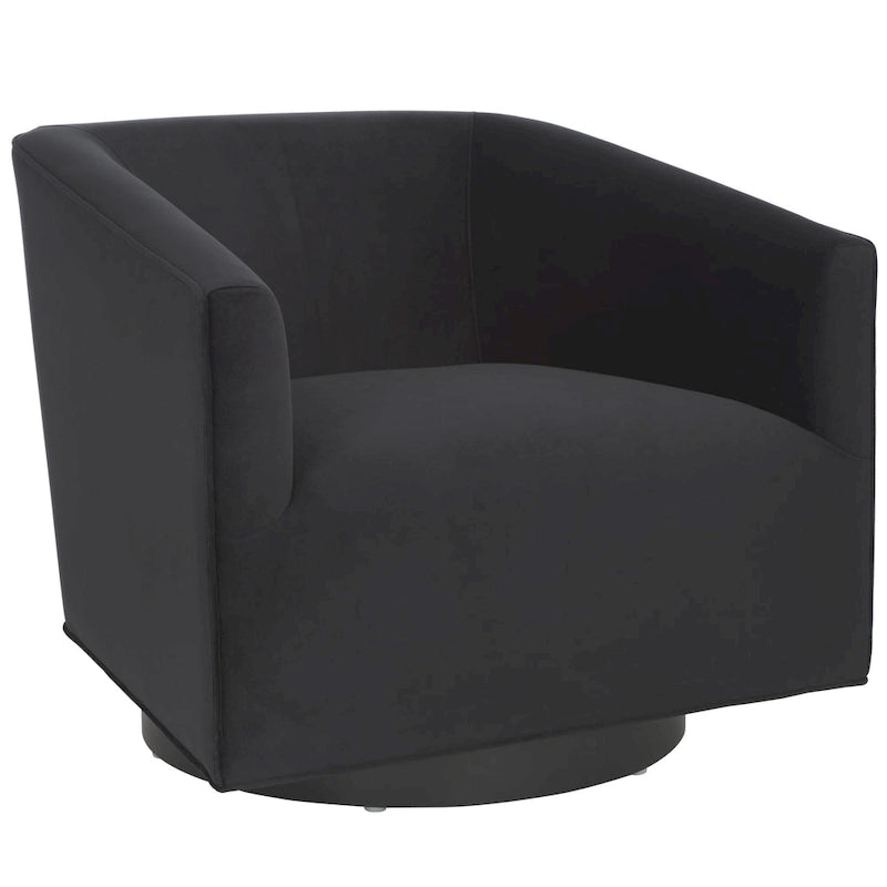 Sillón decorativo giratorio contemporáneo de terciopelo con respaldo y brazos curvos