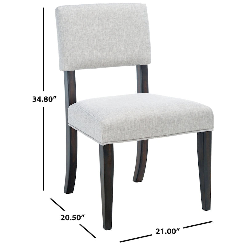 Silla de comedor de madera marrón oscuro con tapizado de lino topo claro
