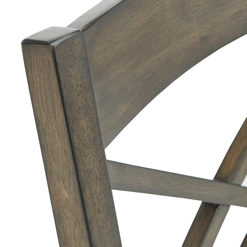 Silla de comedor de madera color espresso con respaldo de celosía y asiento tapizado