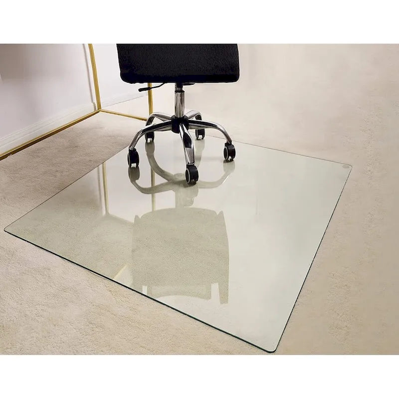 Alfombrilla para silla de oficina con vidrio templado para suelo de madera