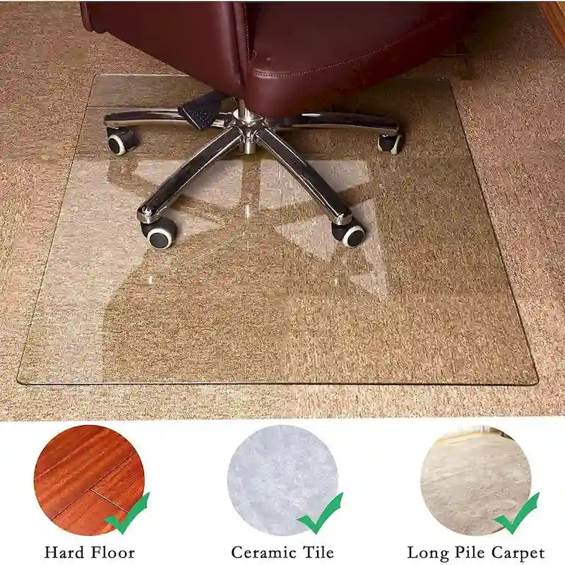 Alfombrilla para silla de oficina con vidrio templado para suelo de madera