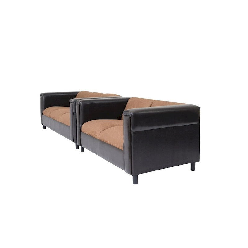 Zeitgemäßes braunes Chenille-Sofa mit schwarzem Gestell und quadratischen Armlehnen