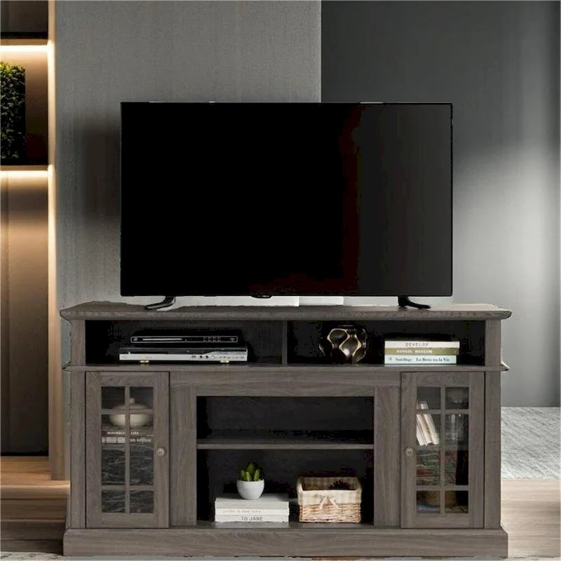 58 Wood TV Stand with Storage Space and Cable Management Cutouts