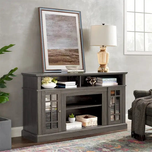 Mueble de TV de madera de 58 con espacio de almacenamiento y aberturas para organizar cables
