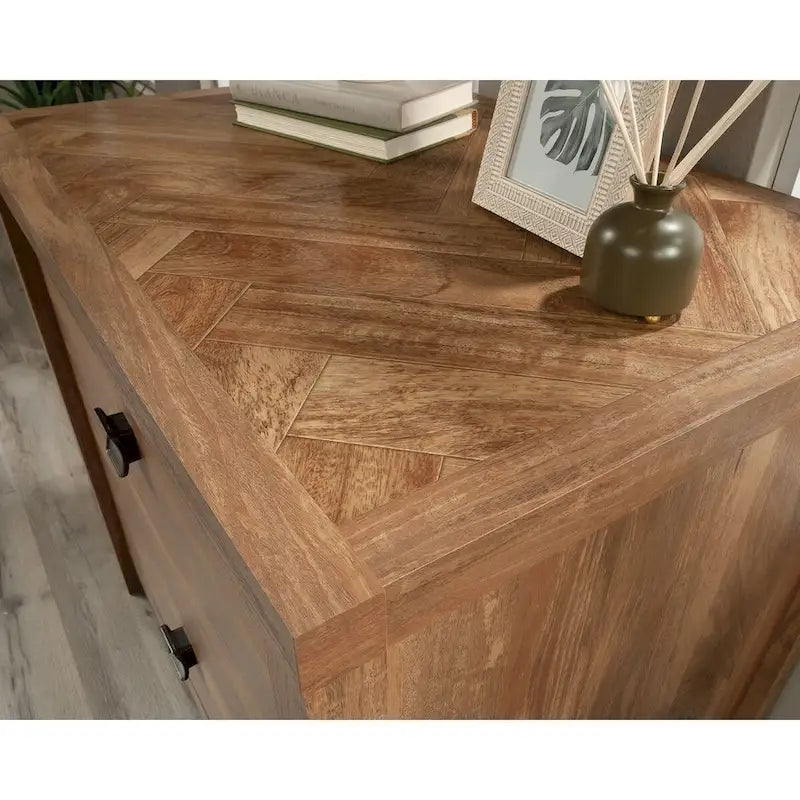 Lateral-Aktenschrank aus Holz in warmem Braun mit zwei abschließbaren Schubladen
