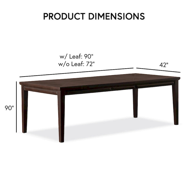 Mesa de comedor rectangular de madera moderna con faldón facetado y patas cónicas