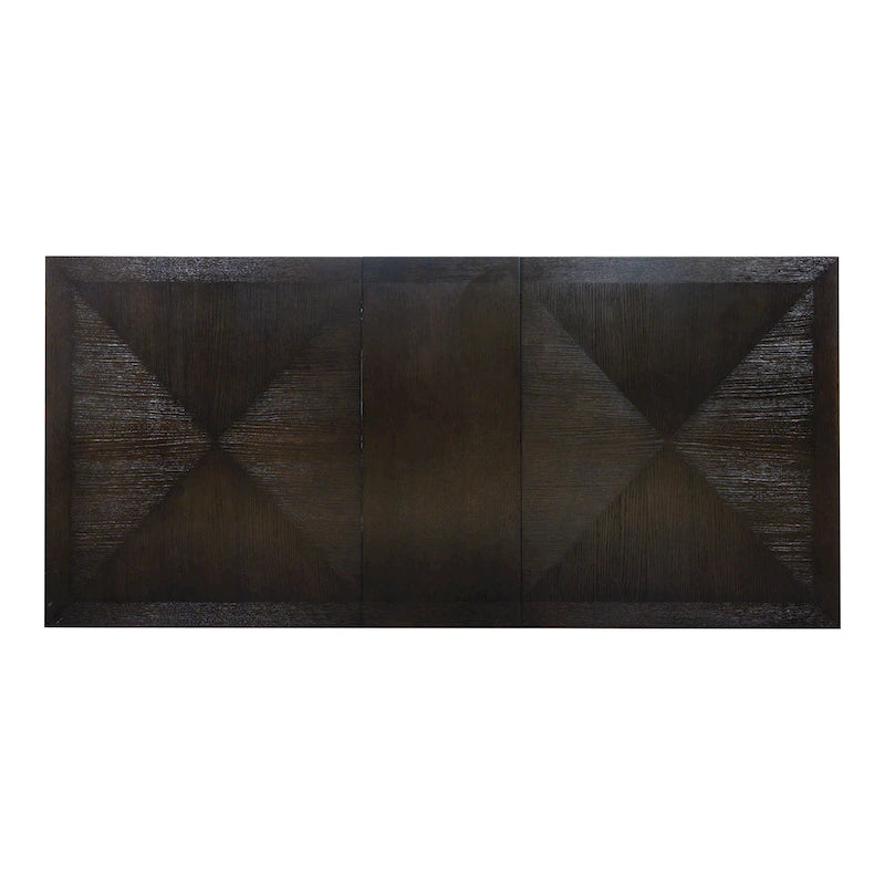 Table de salle à manger moderne rectangulaire en bois avec ceinture à facettes et pieds fuselés