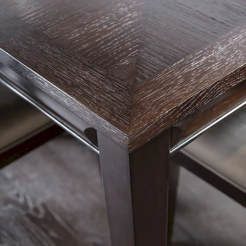 Table de salle à manger moderne rectangulaire en bois avec ceinture à facettes et pieds fuselés