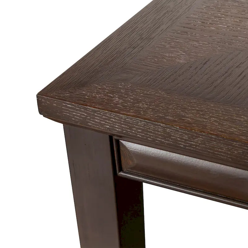 Table de salle à manger moderne rectangulaire en bois avec ceinture à facettes et pieds fuselés