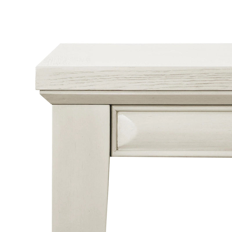 Table de salle à manger moderne rectangulaire en bois avec ceinture à facettes et pieds fuselés