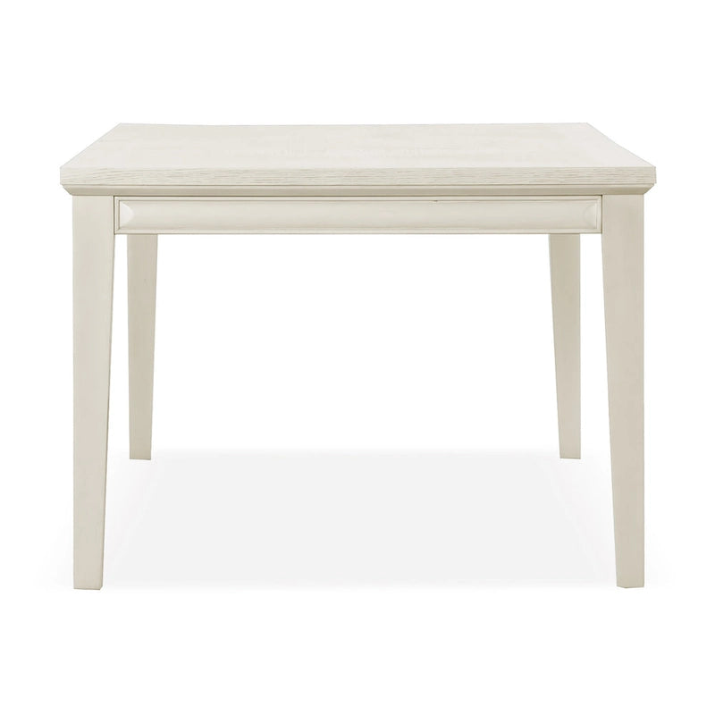 Table de salle à manger moderne rectangulaire en bois avec ceinture à facettes et pieds fuselés