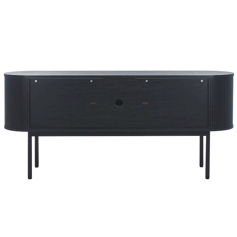 Modernes Sideboard mit vier Türen, geschwungenem Tambour-Stauraum und Metallbeinen